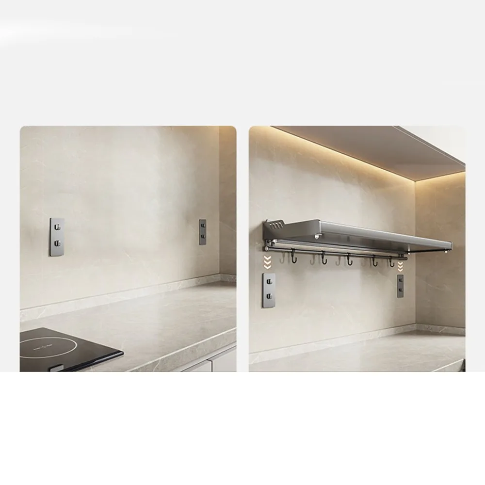 Durable Carbon Steel Wall Mount Shelf 11.81×7.87×4.33in Grey Floating Shelf Spice Rack For Restaurant