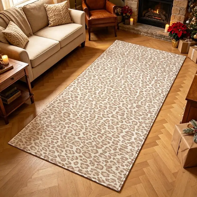 1 Piece Light Leopard Print Area Rug, Soft Comfortable, All Seasons, Easy To Care, Home Decor, Living Room, Bedroom, Entryway, Autumn Winter