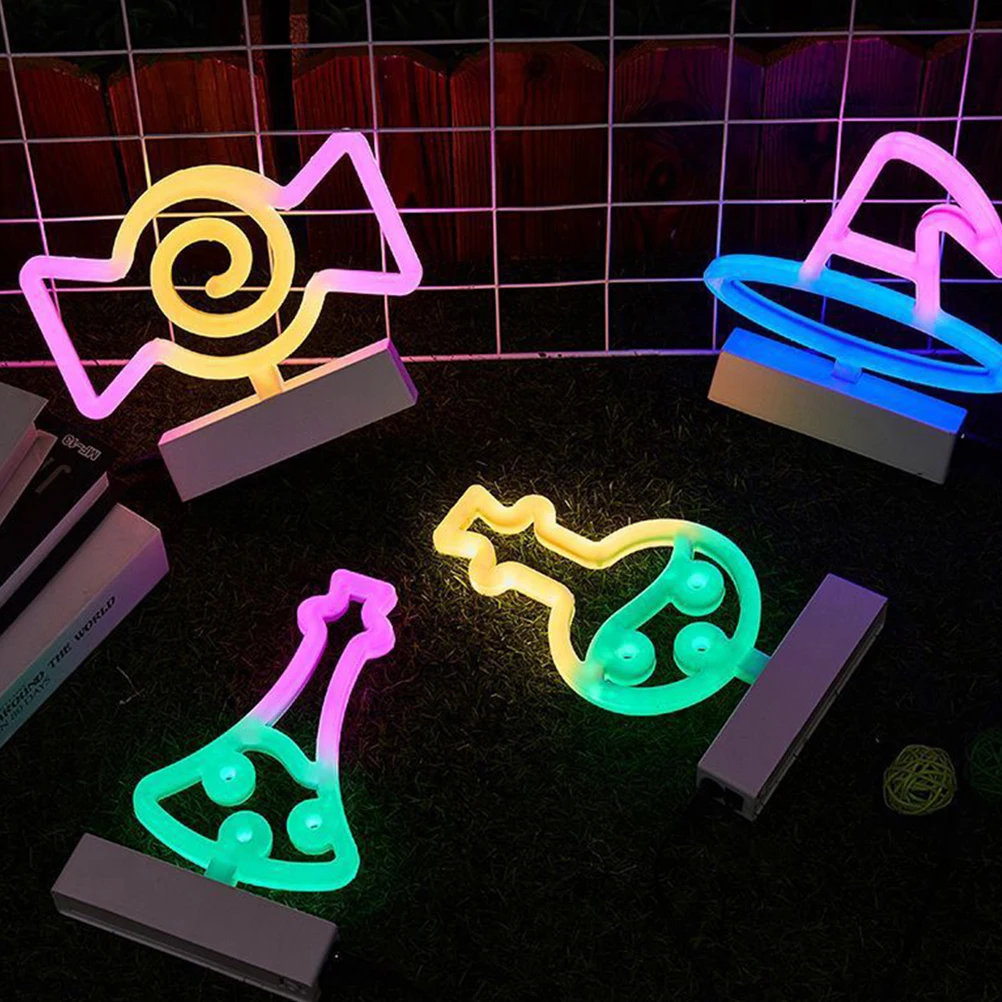 

1Pcs Halloween Neon Light Decoration Bottle Shape LED Lamp Energy Saving Night Light for Desktop Bar Atmosphere