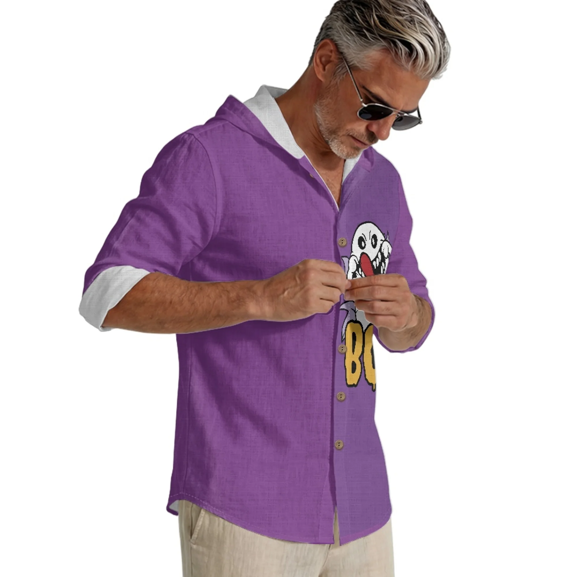 XIXIRIMIDO New Collection 2026 Linen Halloween Prints Cheap Clothes for Man Big Size Y2K Casual Men Clothing Clearance Sales