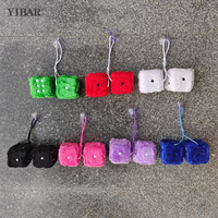 Long Hair Hot Stamping Dot Dice Plush Toy Cube Pendant Car Ornament Sieve Anime Car Decoration Accessories