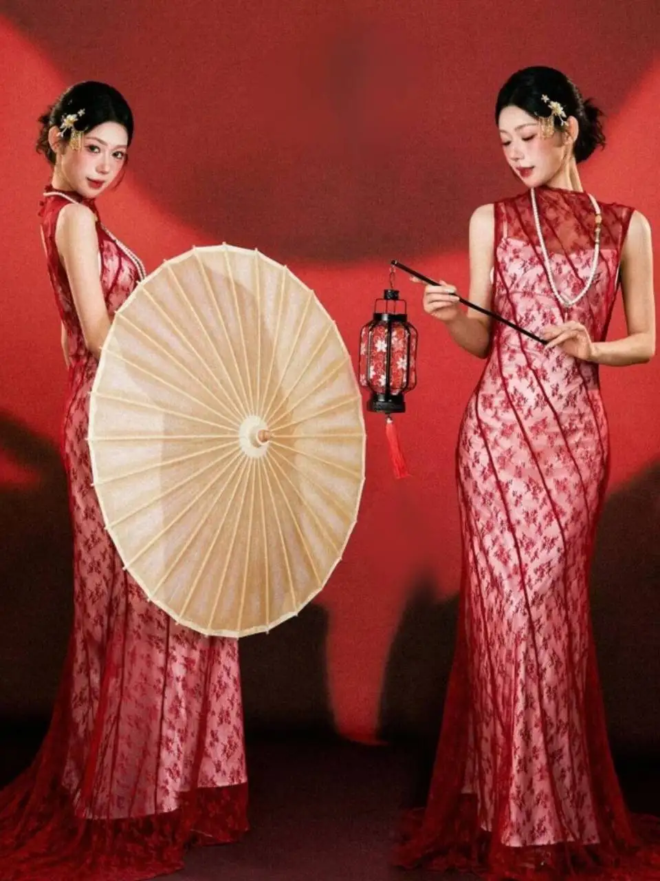 

Retro Chinese Style Wedding Dress Photography Studio Photo Shoot Morning Robe Traditional Costume for Bride Alcohol Ceremony