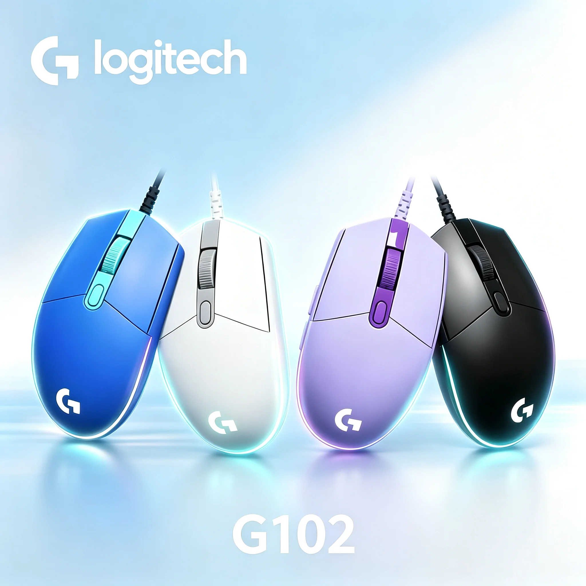 Logitech G102 Optical Gaming Mouse Smooth Cursor Tracking 6 User‑Defined Buttons Vibrant RGB Effect USB Wired Mice For Laptop De