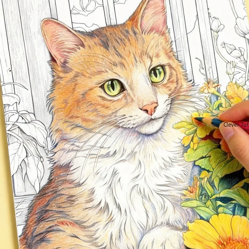 A Cat Themed Adult Sketchbook with 32 Different Cat Patterns, A Coloring Book for Tracing, Thick Paper Large-sized Drawing Book