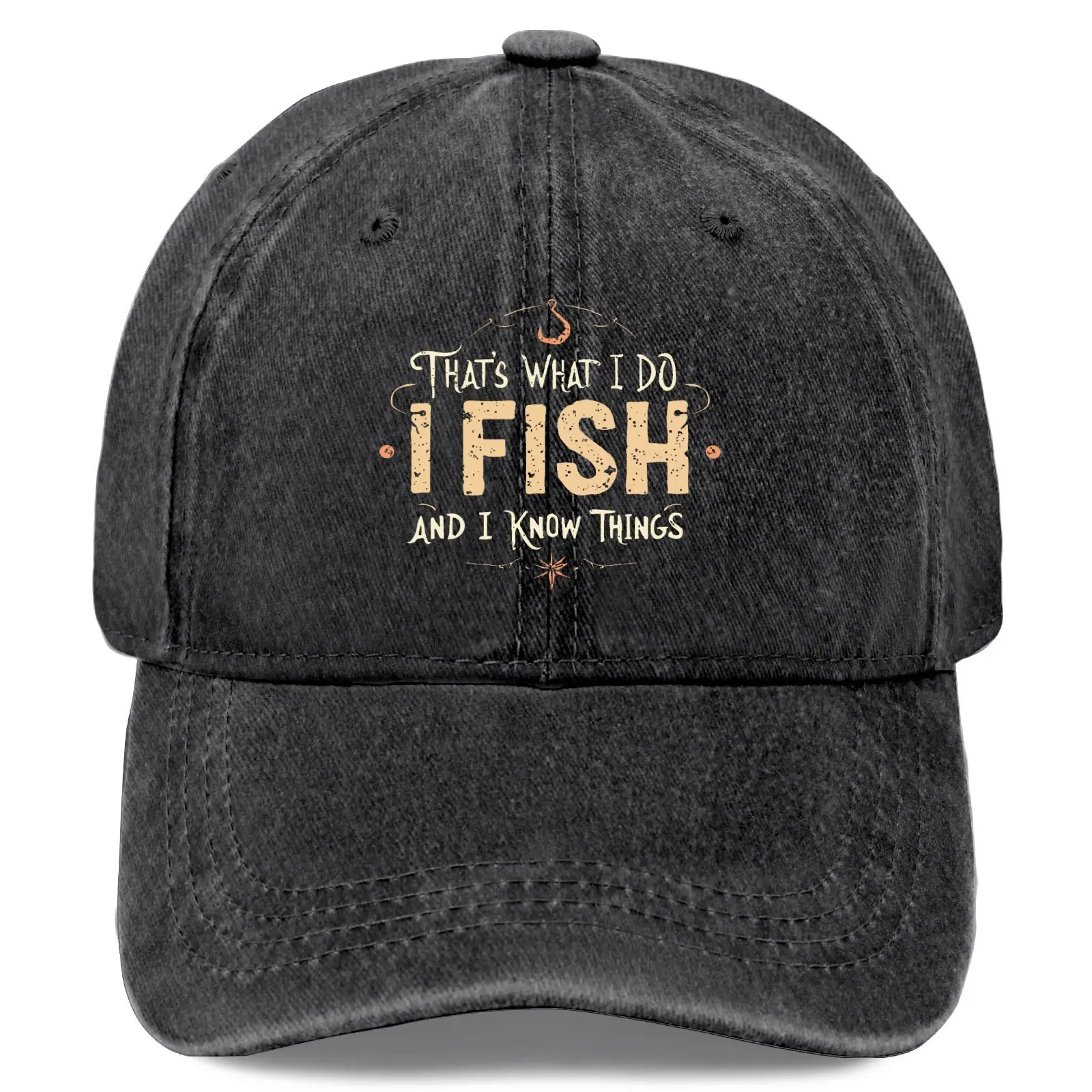 That's What I Do, I Fish, I Know My Stuff. Hat, Vintage Washed Baseball Cap, Adjustable, Dad Hat