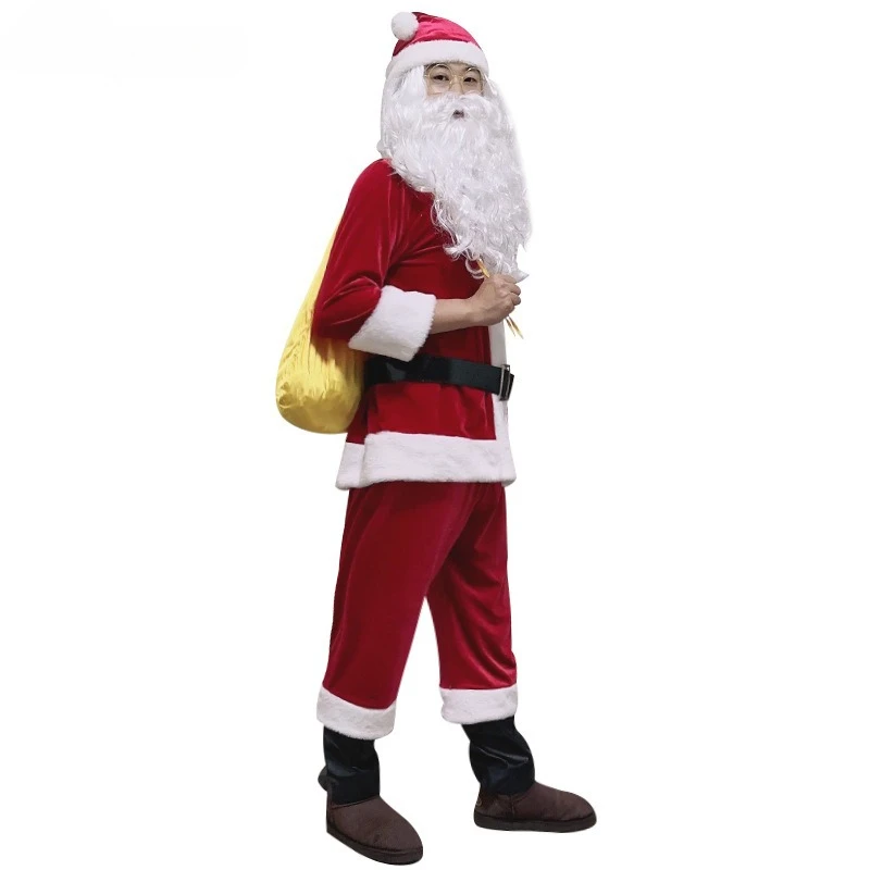 Men's And Women's Christmas Costumes Adult Holiday Performances Party Performances Breathable Cos Santa Claus Clothing