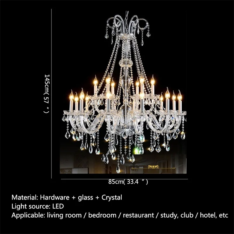 8M European Style Chandelier Lamps LED Candle Pendant Hanging Light Luxury Fixtures for Home Decor Villa Hall