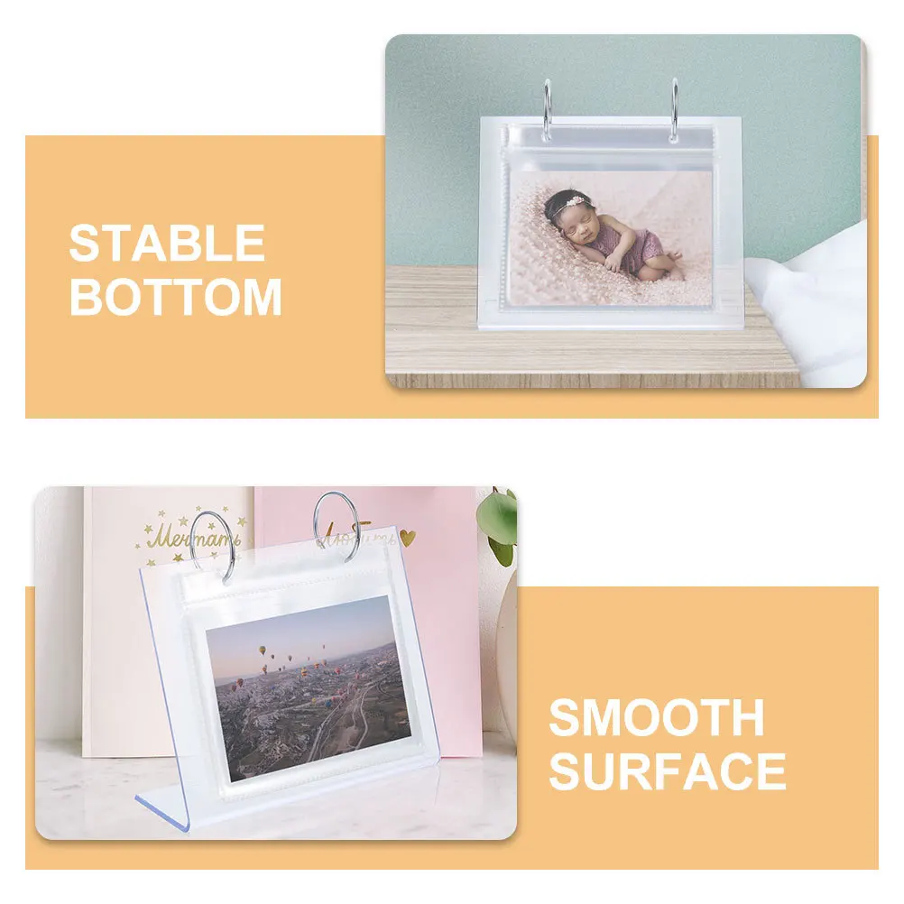 

2Pcs Desktop Acrylic Photo Album Flip Picture Holder Tabletop Self-Standing Frame Acrylic Photo Album Picture Frame Stand