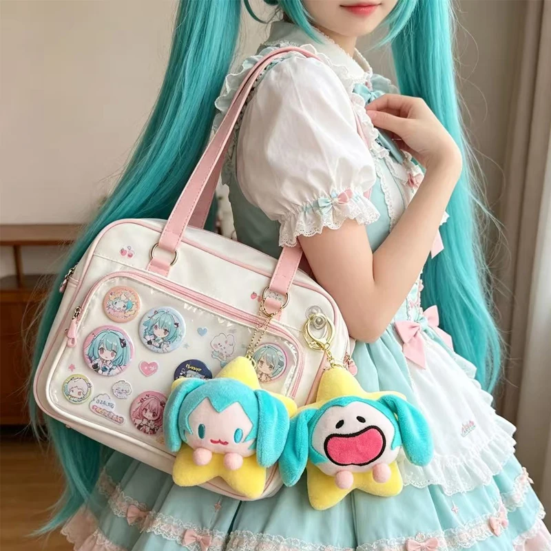 Cute Hatsune Miku Plush Keychain Plush Toy Doll Cartoon Character Plushie Bag Charm Keyring Stuffed Animal Soft Toy Anime