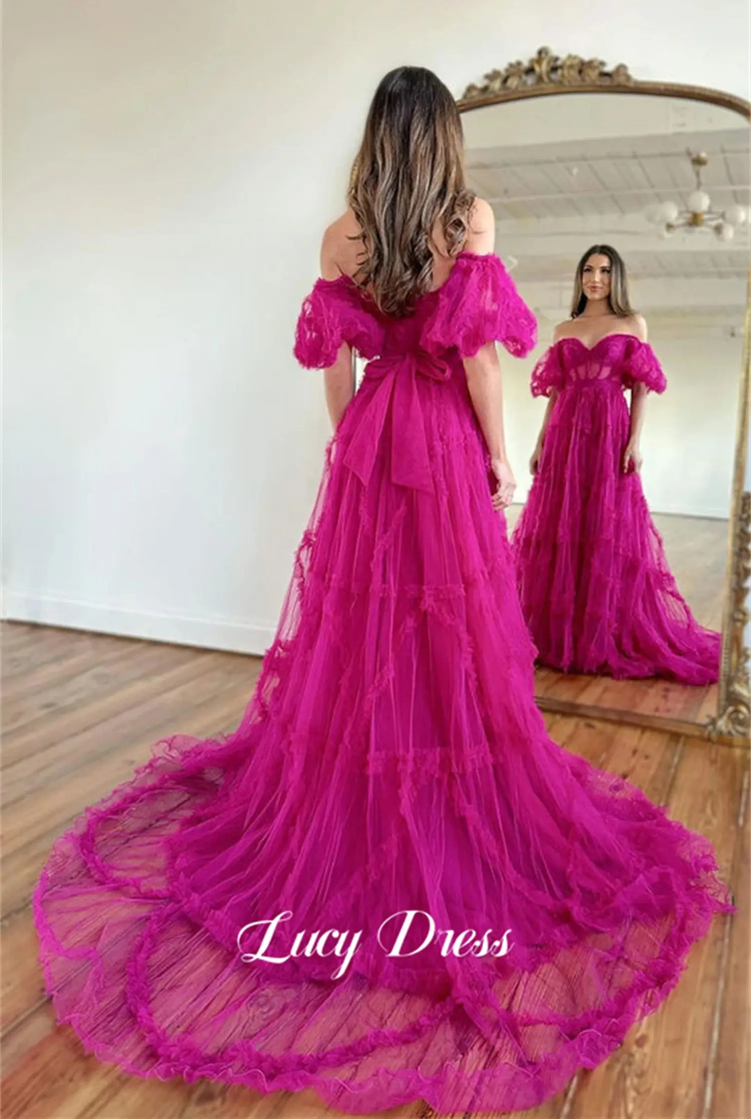 Layered Party Dress Ball Gown Purple Red Mesh Lace Line A Dresses Woman Midi Elegant Pretty Women\'s Prom Evening 2024 Customized