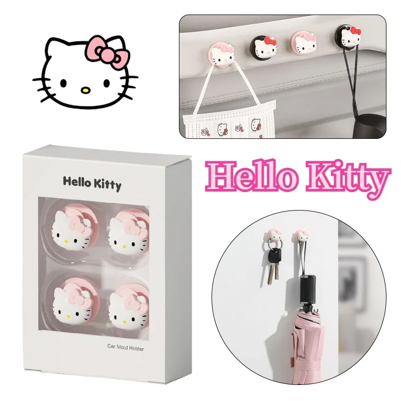 Sanrio Hello Kitty Cute Car Hooks Cartoon Wall-mounted Wall Hook Home Decor Holder Multifunction Masks Keys Organizer Hangers