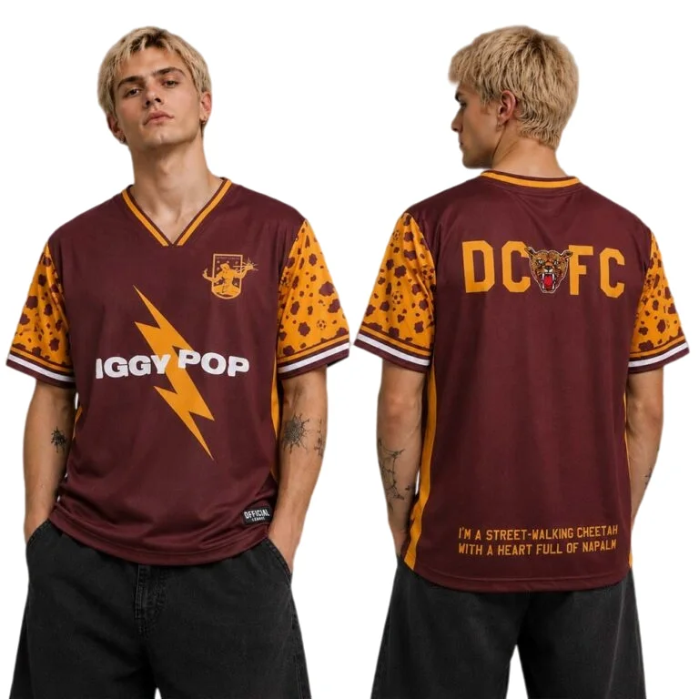 Iggy Pop X Detroit City FC Street Walking Cheetah Kit Soccer Jersey Men Women 3D Print Breathable Sports T-Shirt Family Summer