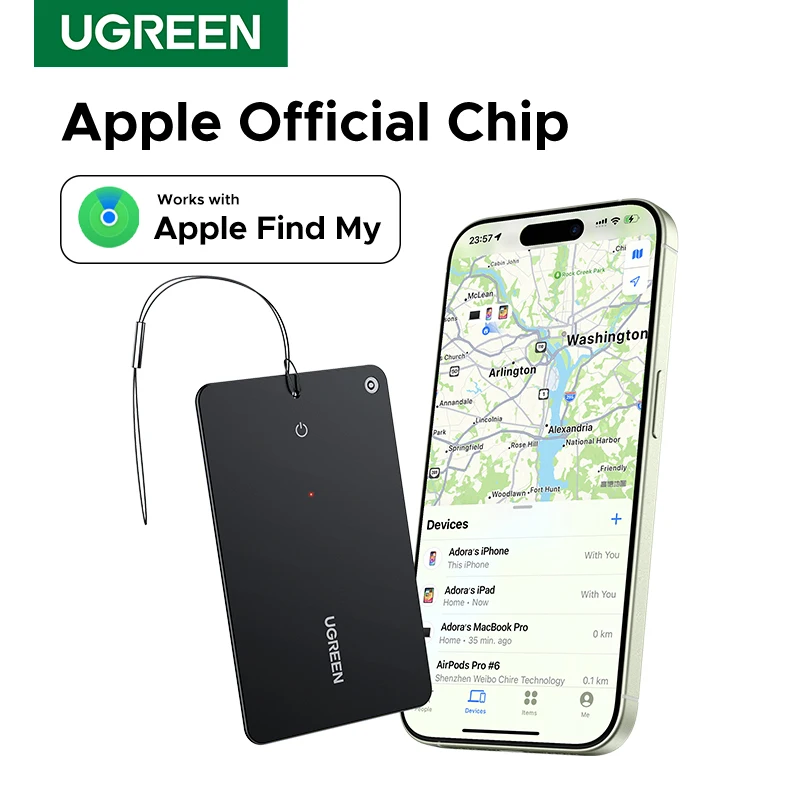 UGREEN Wallet Finder, Smart Bluetooth Tracker Card and Item Locator for Luggage Tags Passports with Apple Find My App (Only iOS)