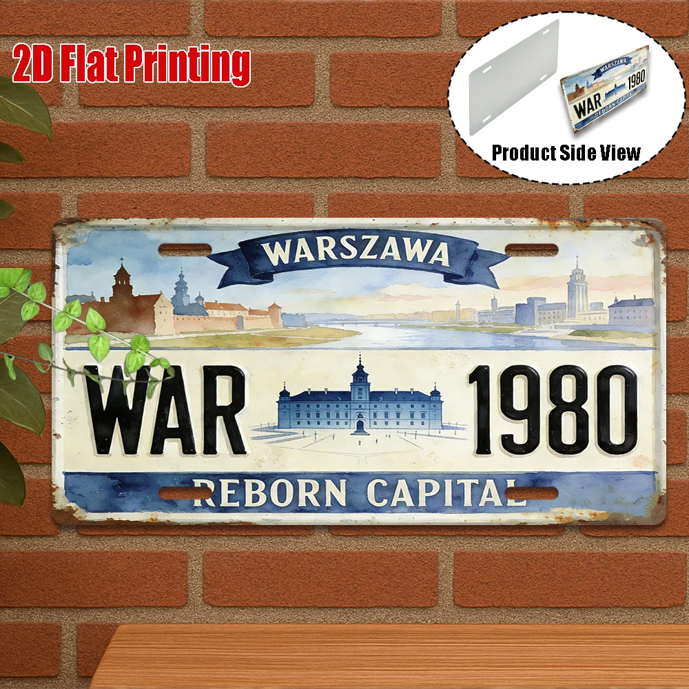 2D Flat,1pc, Vintage Aluminum Sign, Only for Decoration, Outdoor Wall Art , Welcome to Warsaw Sign, Reborn Capital Decor