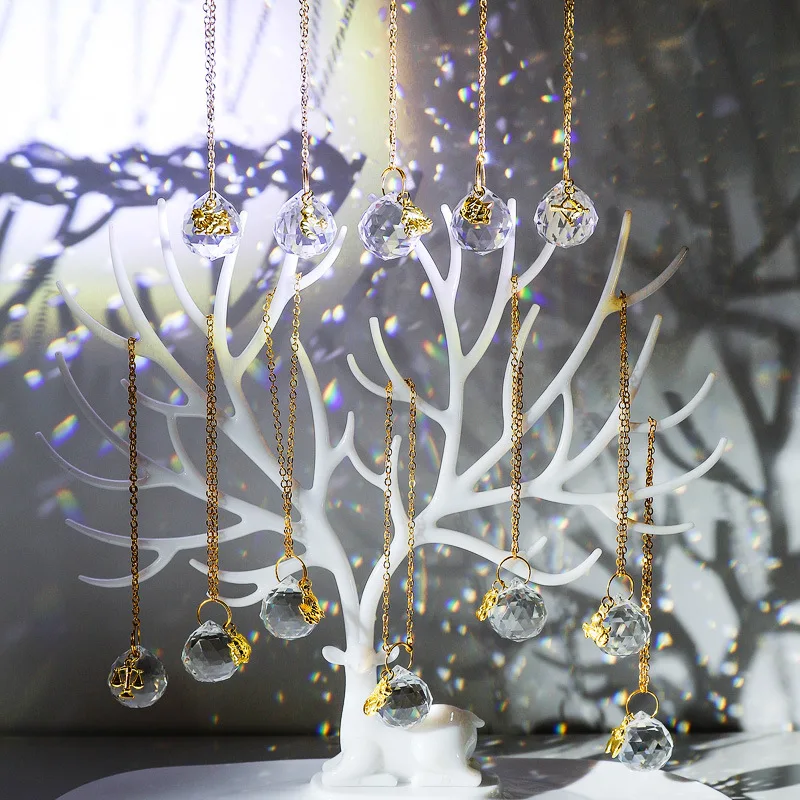 Twelve constellations white crystal ball pendant crystal suncatcher DIY constellation element pendant