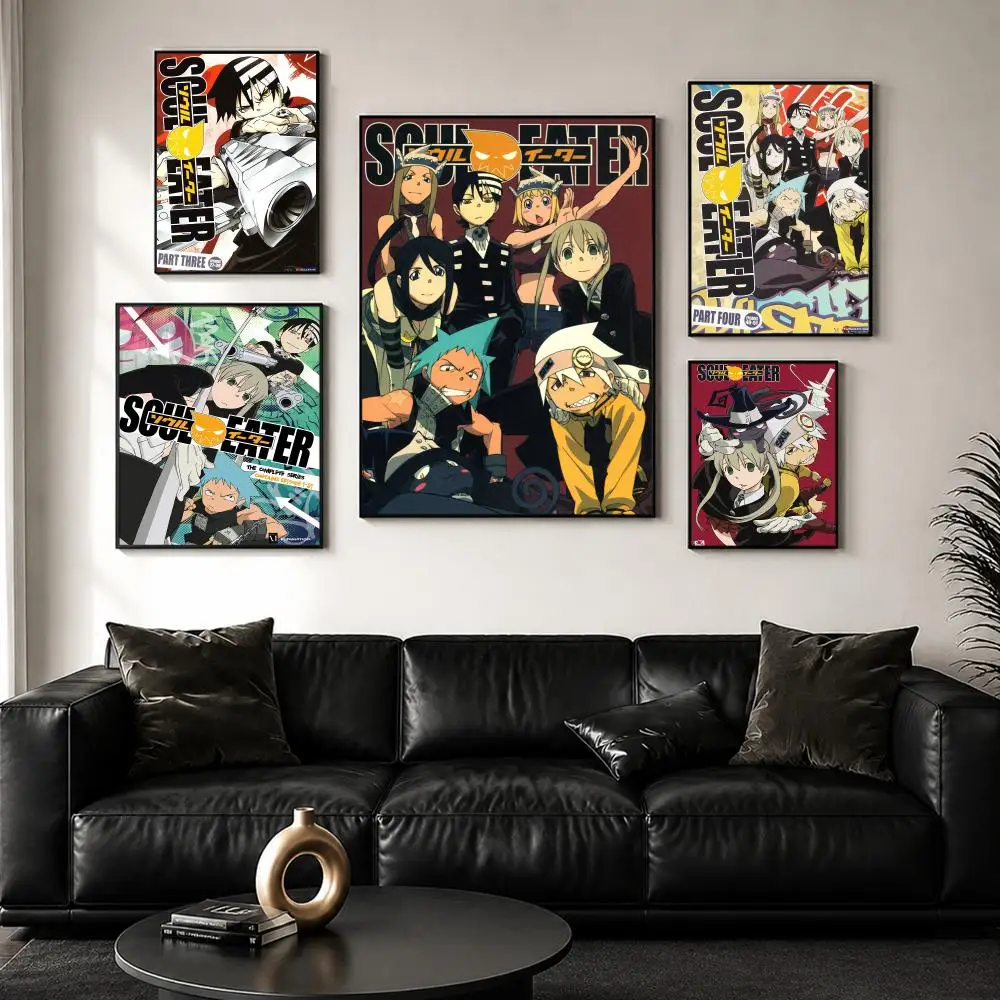 Anime S-Soul E-Eater Poster Perfect Sticker Self Adhesive Wall Art Decor for Home Office Dining Spaces