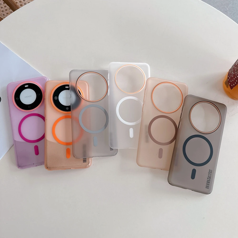 Matte Half Clear Magsafe Phone Case For Huawei P40 P50 P60 Mate 30 40 50 60 70 Pro Pura 70 80 Nova 12 13 14 Pro Ultra Hard Cover
