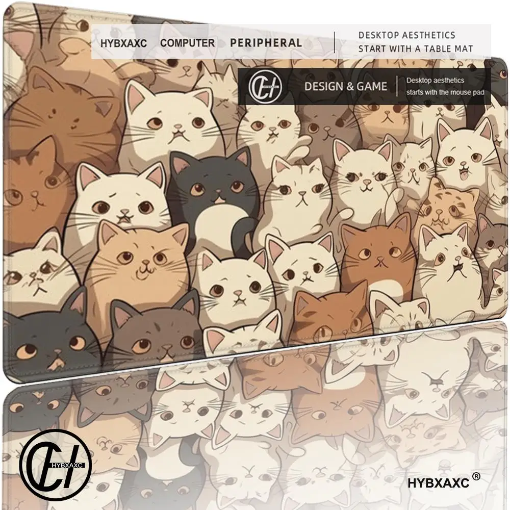 

Large Kawaii Gamer Mouse pad Cute Japanese Cat hakimi Mouse Pad Art DeskMat Computer Gaming Accessories Carpet 900x400 Play Mats