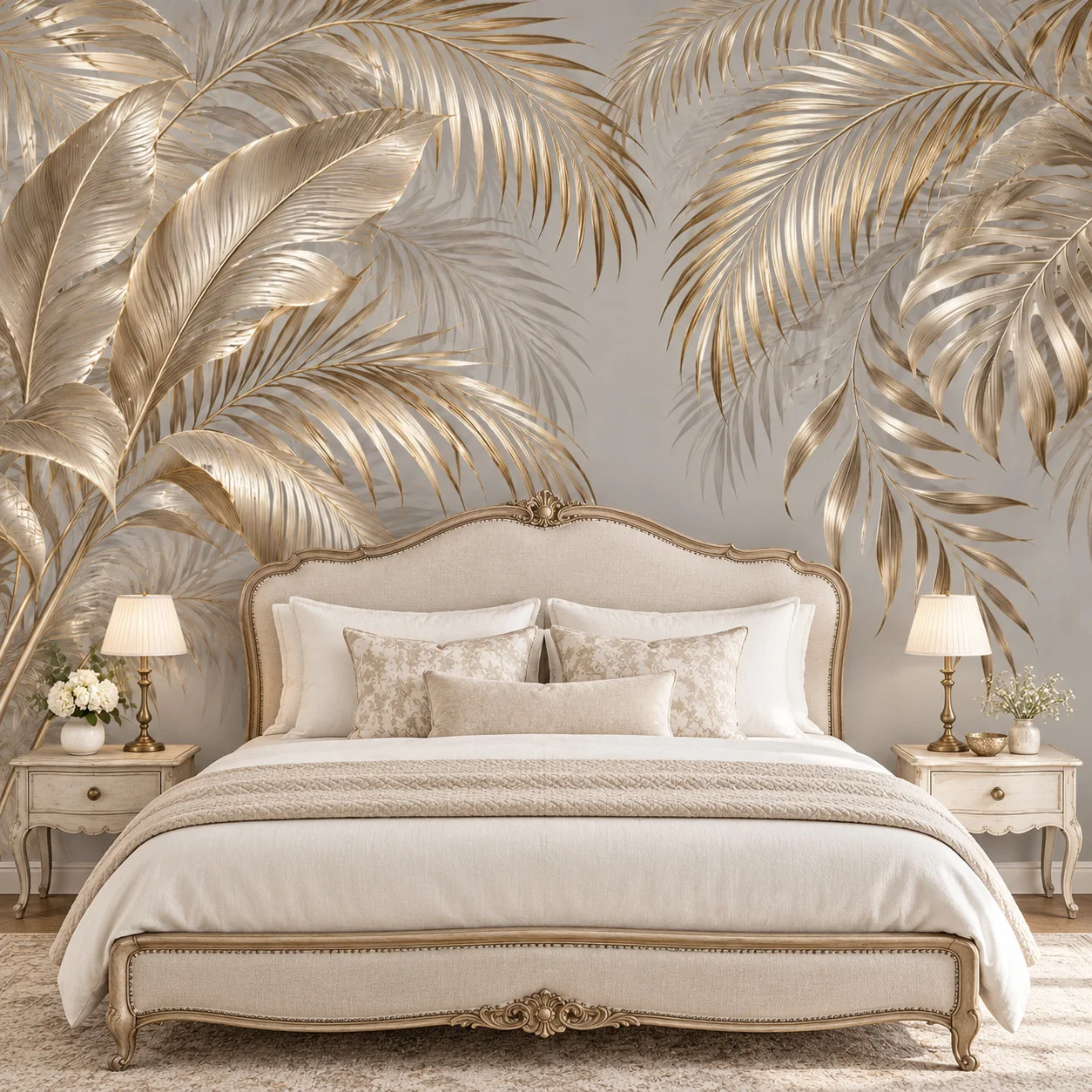 Gold Palm Leaf Wallpaper Mural Tropical Leaves Wall Art Living Room Bedroom Non Self Adhesive Luxury Botanical Wall Decor Modern