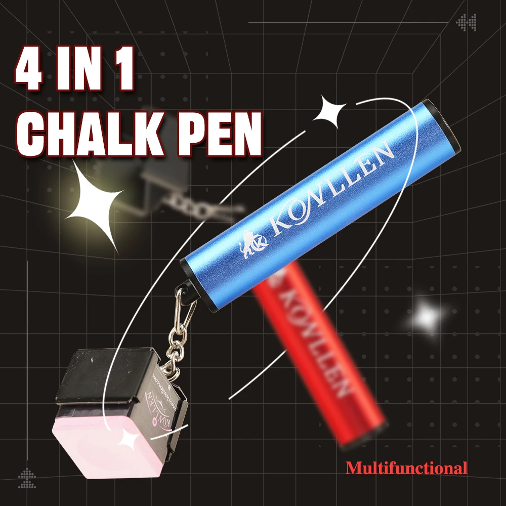 

KONLLEN Billiards Multitool 4 in 1 Tip Acupuncture Cue Chalk Holder With Clip Sstorage Tip Metal Material Billiard Accessories