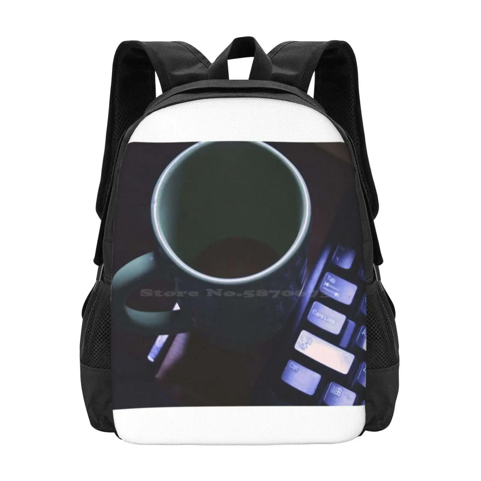 Forgotten Coffee Hot Sale Backpack Fashion Bags Desk Computer Third Stock Blue Joe Dark Keyboard Life Electronics Black Behind