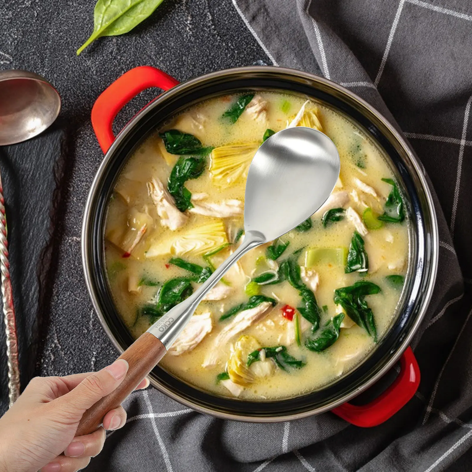 

Stainless Steel Rice Spoon Smooth Surface Easy Clean Reusable Kitchen Rice Paddle Scooper for Home Restaurant Use