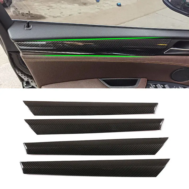 For BMW X3 F25 X4 F26 2011 2012 2013 2014 2015 2016 2017 Car ABS Carbon Fiber Texture Door Window Panel Cover Decor Strips Trim