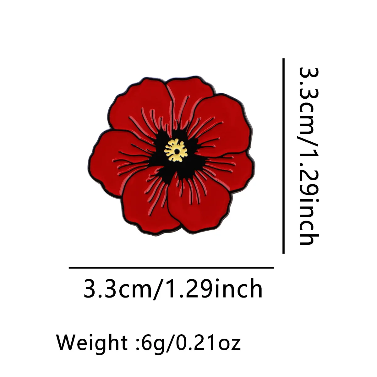 Simulated Poppy Flower Enamel Pin Bright Lapel Pins for Backpacks Clothes Cartoon Badges Red Brooch Jewelry Gifts for Friends