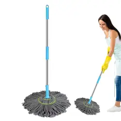 Window Cleaner Tool 2-in-1 Fine Fiber Fabric Cleaning Mop For Tile Wall 360-Degree Rotation Self-Twisting Torque Dehydrated Mop