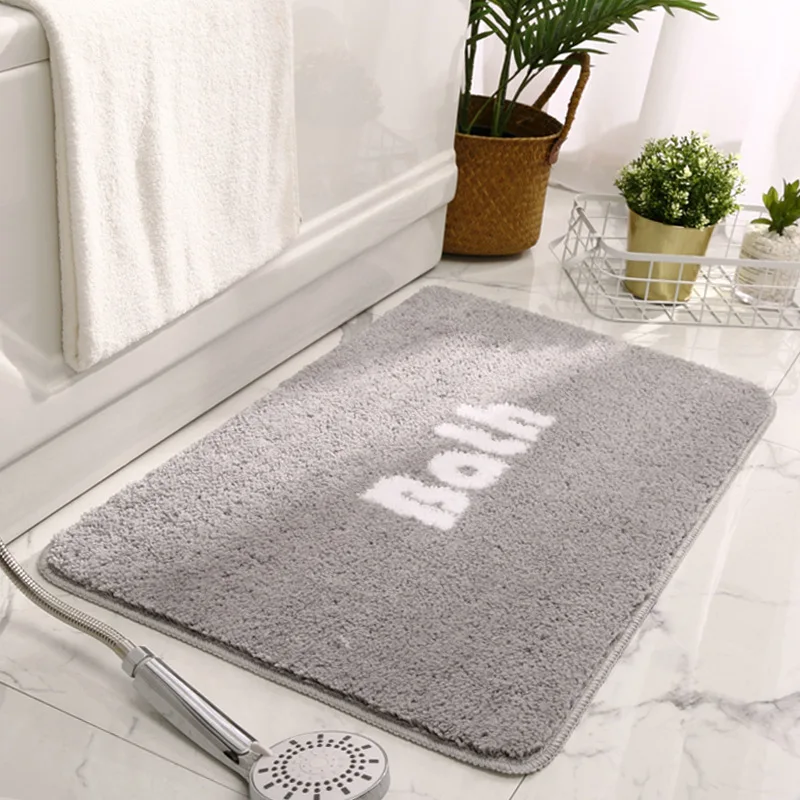 

Bathroom Doormats Modern Simple Style Letter Carpet Morandi Living Room Polyester Rug Machine Washable Absorbent Non-slip Mat