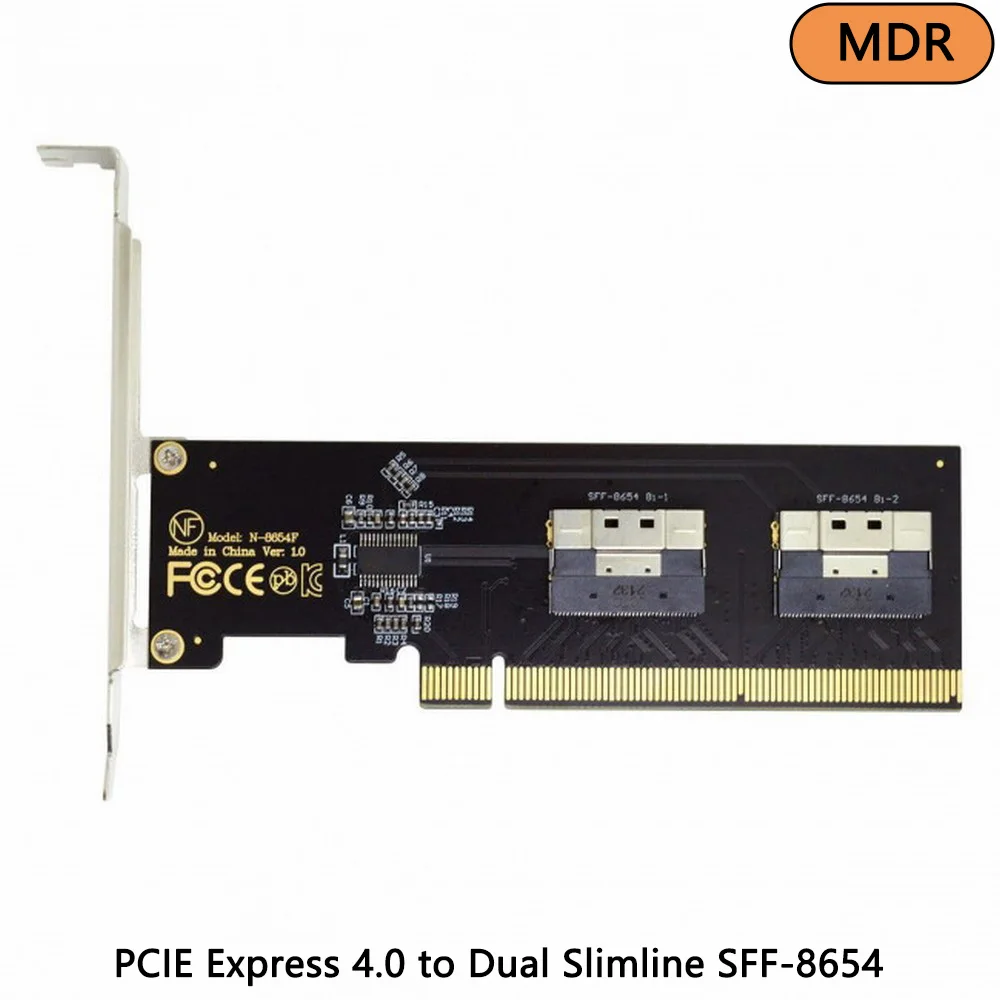 

Dual 2X Slimline SFF-8654 8X NVME к PCIE Express 3,0 4,0 Raid Card VROC Raid0 Hyper Adapter