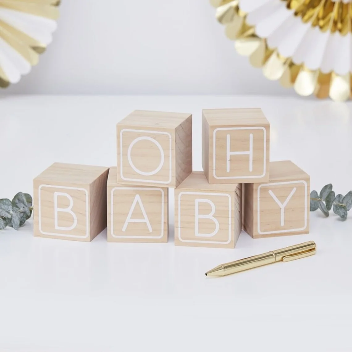 

6-pack Oh Baby Wood Blocks Baby Shower Gift Building Block Guest Book Oh Baby Memories Custom Party Decoration Boy Nursery