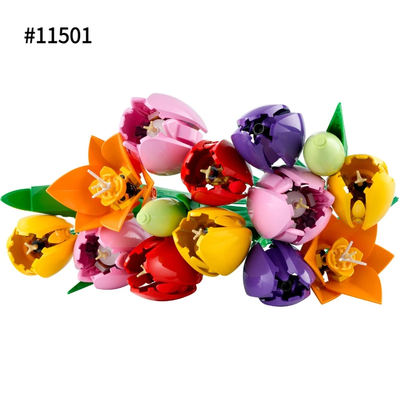 

New The Botanical Tulip Bouquet Decorative Compatible With Legoed 11501 Christmas Birthday Gifts DIY Home Ornaments
