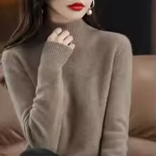 Cozy Long Sleeve Crop Top Solid Half Mock Neck Soft Knitwear - Dark Camel