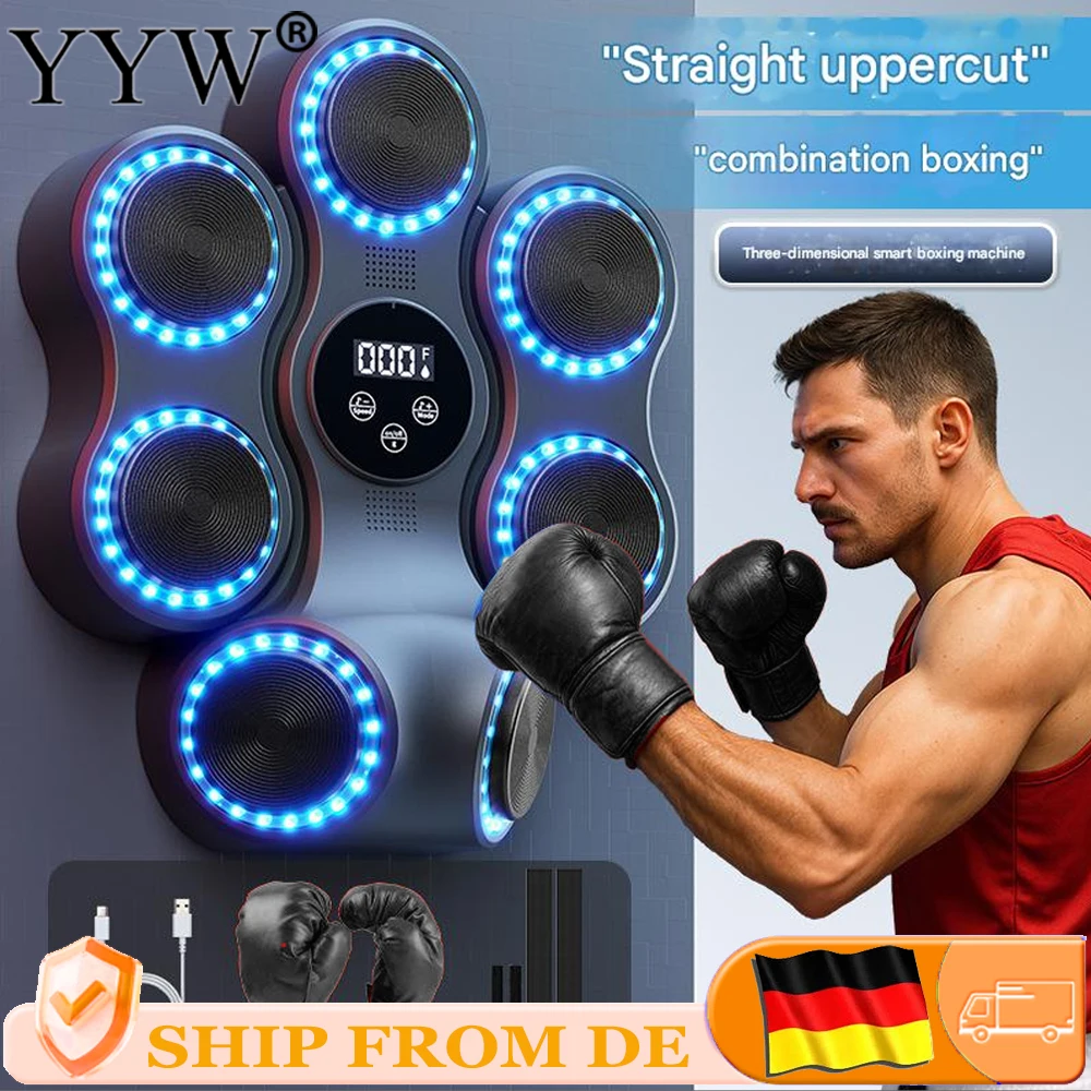Nouvelle Machine de Boxe Musicale Intelligente 2026 avec Gants, Cible Murale Connectée Bluetooth, Sac de Sable pour Entraînement d'Agilité et de Réaction pour le Sport de la Boxe et la Relaxation