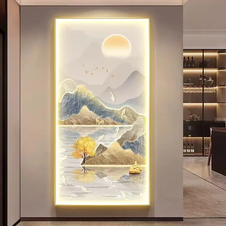 Fu Lu Shuang Quan Xuan Guan Decorative Painting Light Luxury Living Room Corridor LED Light Painting