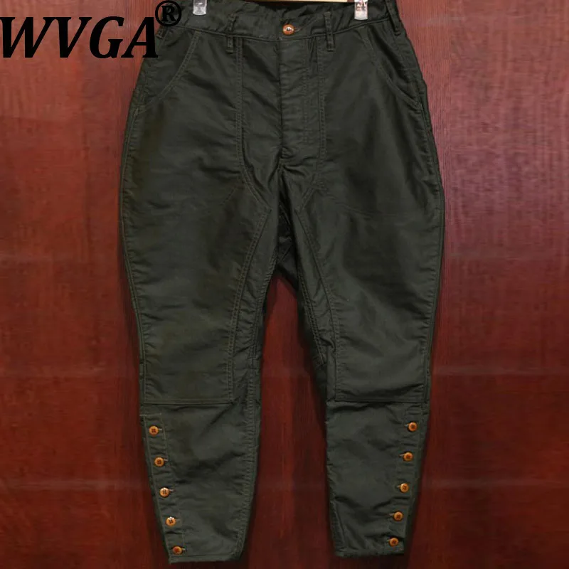 

WVGA Spring Autumn New Man Tide Patchwork Trendy Twill Cotton Slim Big Crotch Niche Chic Casual Ankle-Lengh Cargo Pants W12736