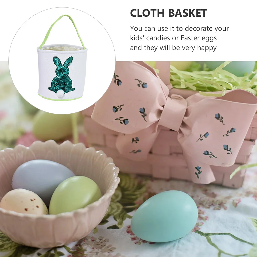 

1Pcs Easter Bunny Candy Basket Rabbit Storage Pouch Kid Party Decoration Portable Easter Egg Container Cloth Basket