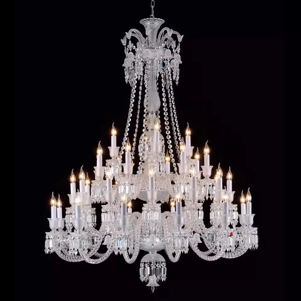 European Crystal Chandelier Living Room Dining Room Bedroom Villa Staircase Lamps White Candle Study Light Transparent Luminaire