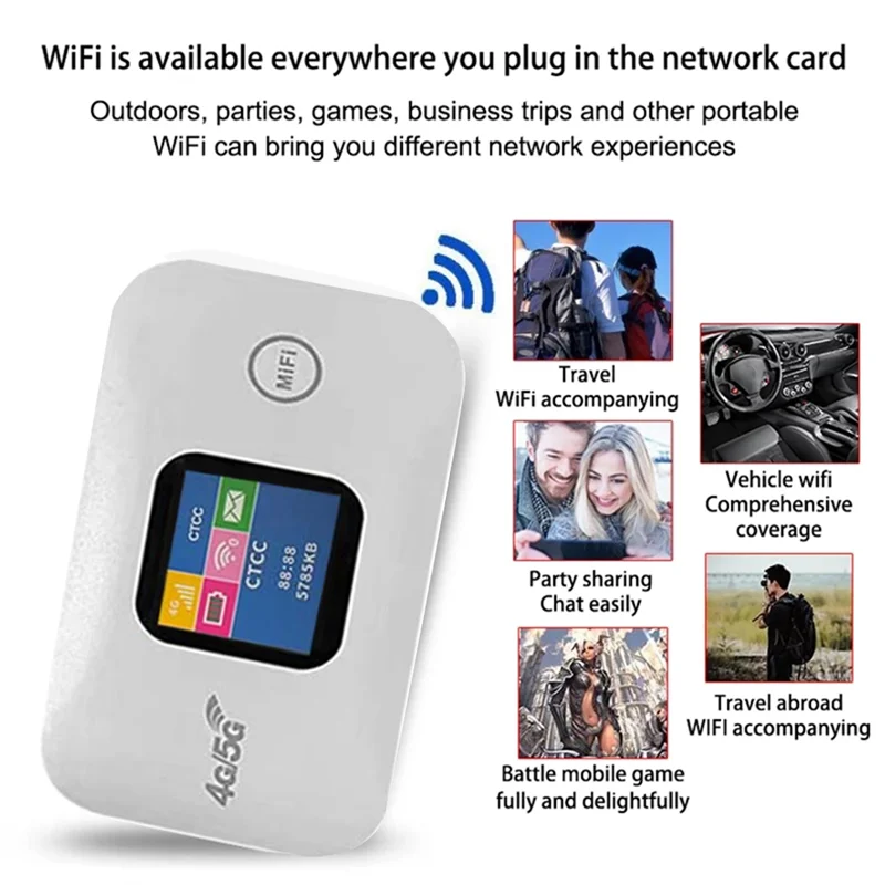 Roteador WiFi 4G portátil MiFi 150Mbps Carro móvel WiFi Hotspot sem fio Tela colorida com slot para cartão Sim Suporte para 10 usuários - AA56