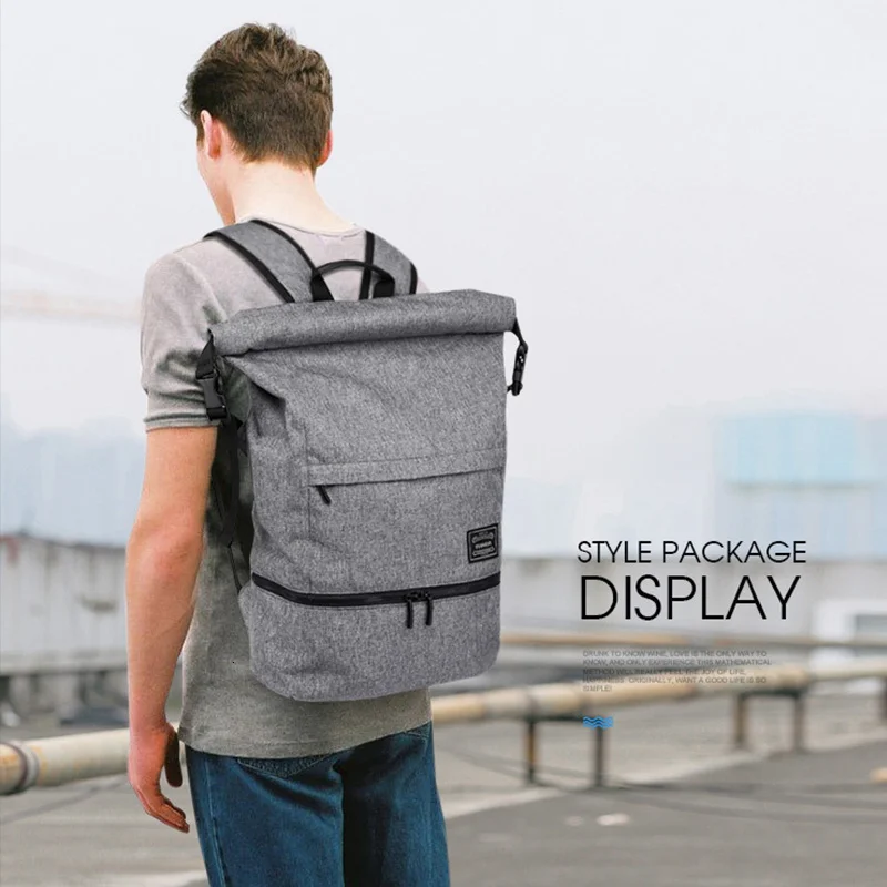 2019 Large Capacity Black Men Backpacks 18inch Laptop Travel Gym Sports Bag for Fitness Waterproof Dry Wet Rucksack Daypack 1761