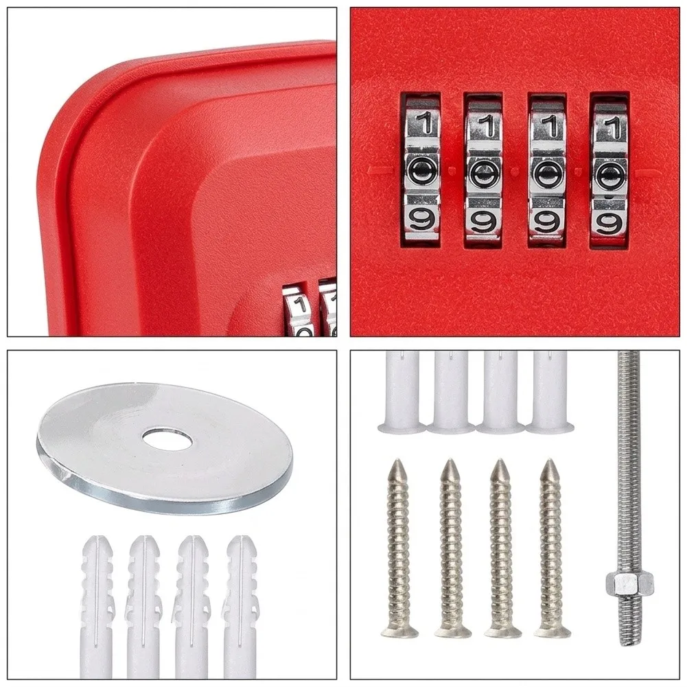 Outdoor Key Lock Box with 4 Digit Resettable Combination Portable For Weather Resistant Metal ABS Zinc Alloy Body