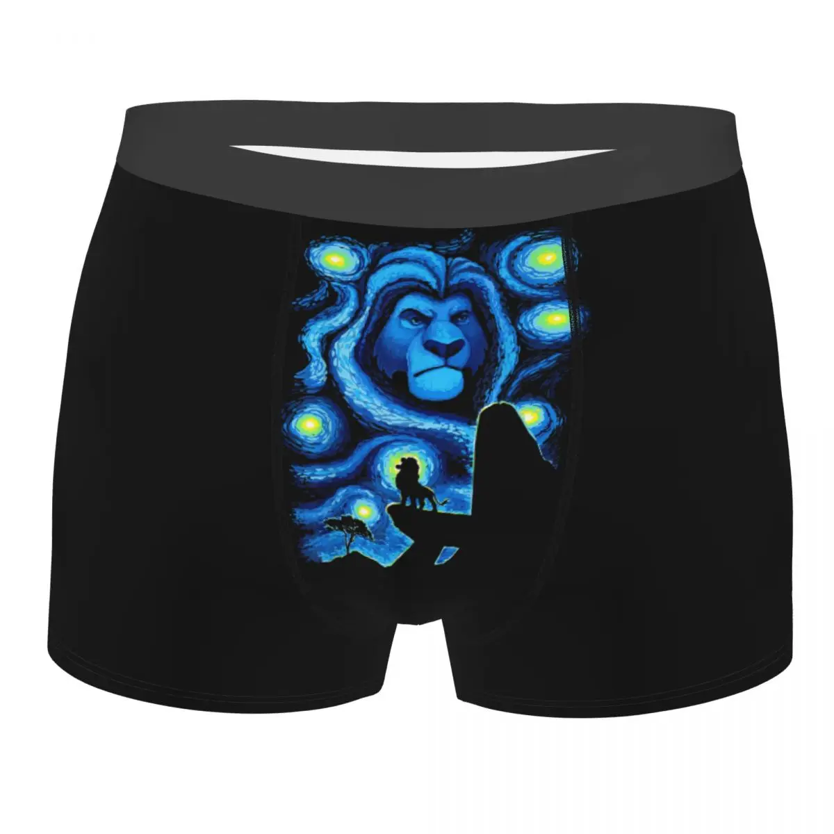 

Boxer Lion King Shorts Panties Briefs Men's Underwear Mufasa Starry Night Pride Rock Mid Waist Underpants for Homme