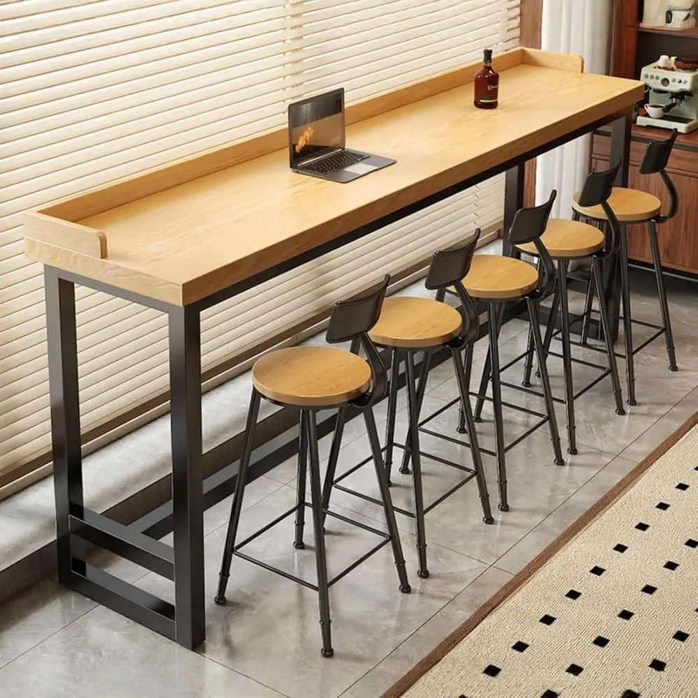 

41 Solid Wood Top Tall Bar Table - Counter Height Dining for Kitchen, Living Room or Pub
