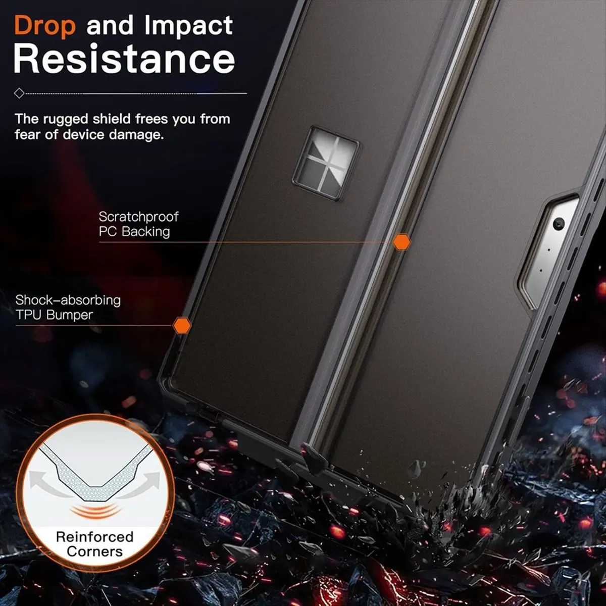 

Tablet Hard Case Shell for Microsoft Surface Pro 7 Plus 6 5 Pro 4 LTE, Shockproof Folio Protective Rugged Cover,B