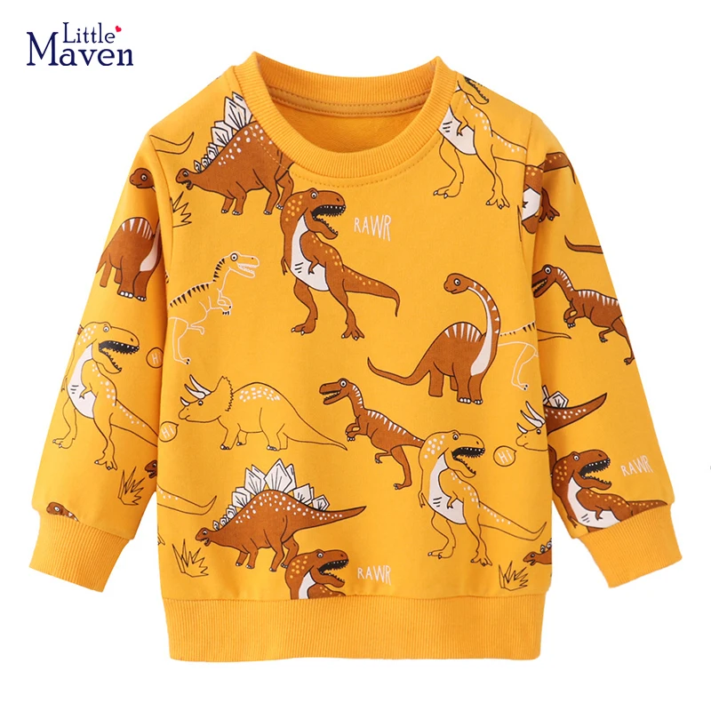 

Little maven 2024 Spring New Tops Kids Clothes Baby Boys Children's Clothing Autumn Cartoon Dinosaurs Infants Sweatshirts