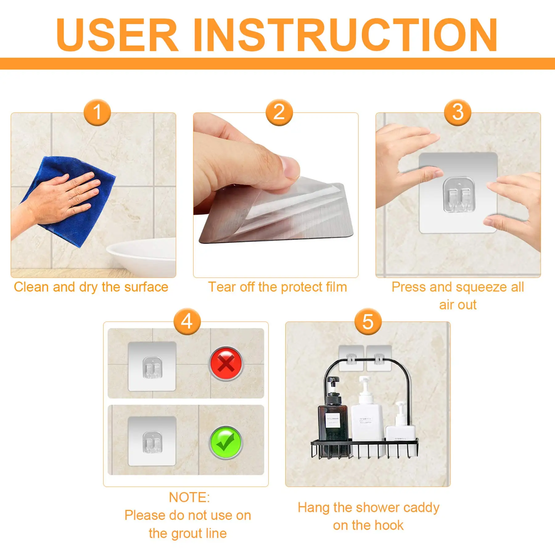 1/10pcs Corner Shower Caddy Adhesive Sticker Hook Mount for Shower Caddy Basket Bathroom Shelf