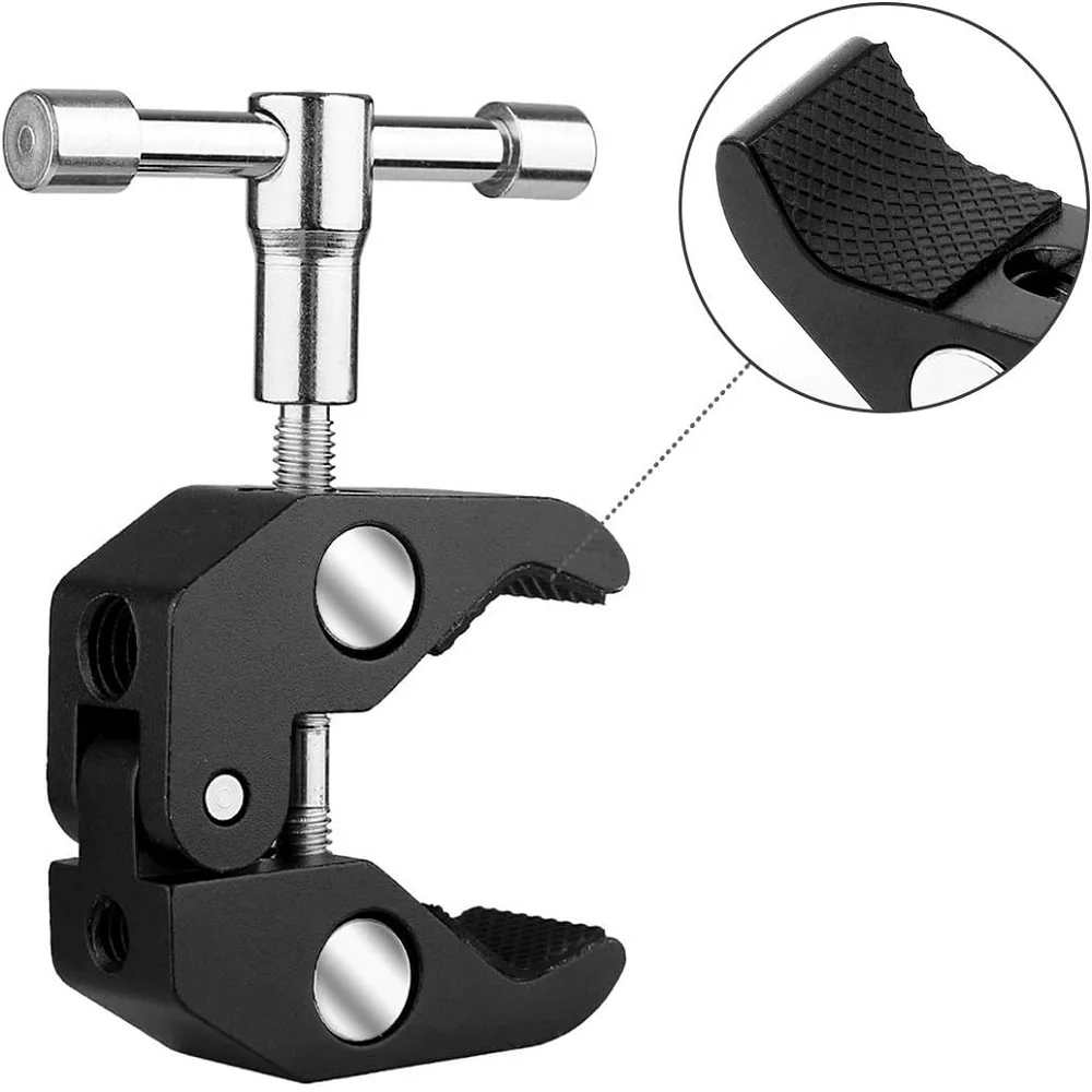 كبير الذراع كليب Ballhead المشبك مزدوج الكرة محول الحذاء محول تركيب ترايبود Monopod كليب لشاشة مصباح ليد 1/4 "3/8" كاميرا #4