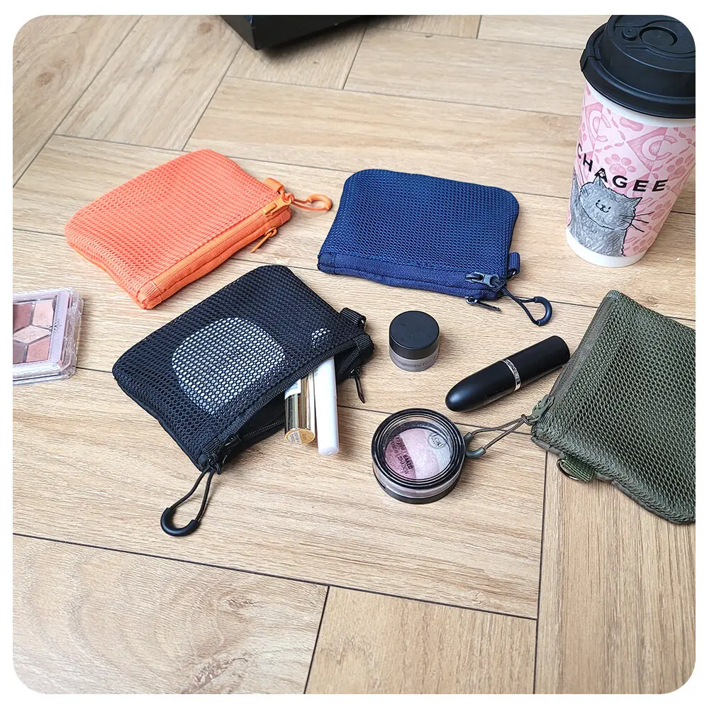 اليابانية مزدوجة سستة شبكة سماعة حماية حقيبة حامل بطاقة النساء والرجال تغيير صغير محفظة نسائية للعملات المعدنية حقيبة سفر