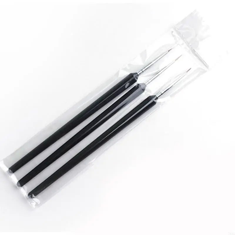 781E Pack of 3 Reusable Striping Art Brushes for Long Lines Fine Designs Professional Striper Brushes Sets